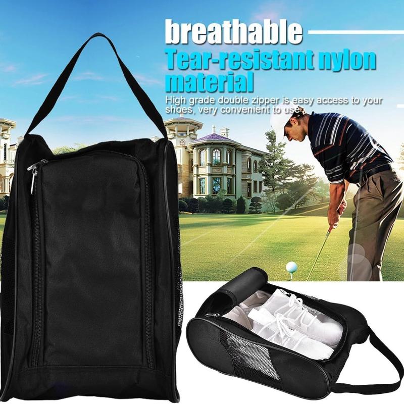 Shoe Bag Dust - ポータブルゴルフシューズバッグ オックスフォード布製シューズキャリーバッグ 通気性 軽量 ゴルフハンドバッグ 防塵