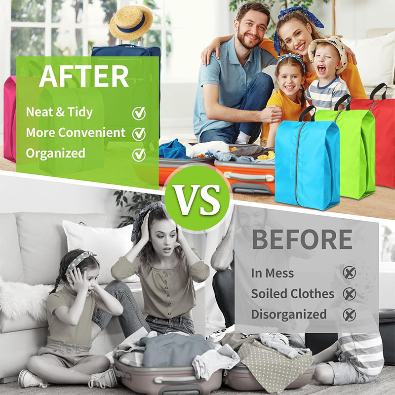 3個セット 旅行用靴収納ポーチ 防水生地 ジッパー付きハンド - Shoe Bag Dust のレビューと価格